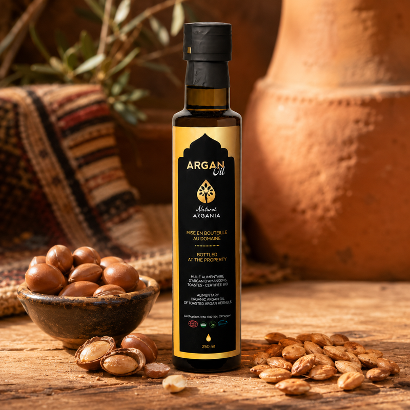 Huile d'argan alimentaire bio certifiée, 100ml et 250ml, Naturel Argania Canada