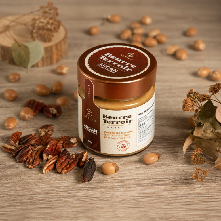 Beurre Pacanes-Érable Naturel Argania, Beurre Terroir Québec, 250g