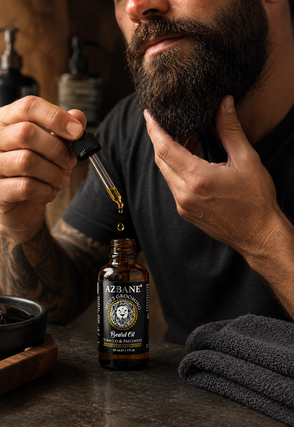 Huile à barbe Tabac et Patchouli Azbane 30ml, Naturel Argania