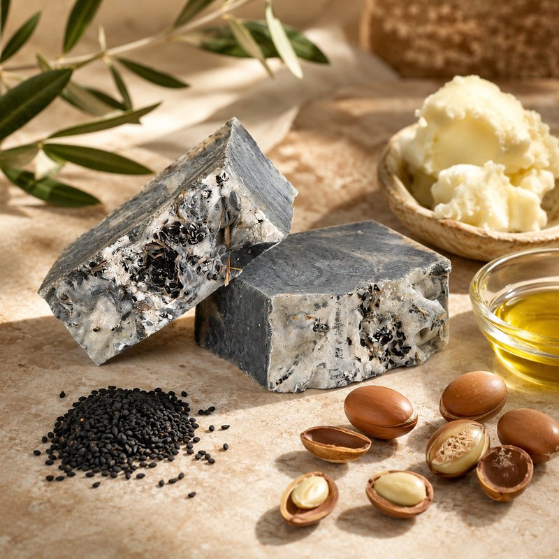 Savon artisanal à l'huile d'argan et à la nigelle, Naturel Argania