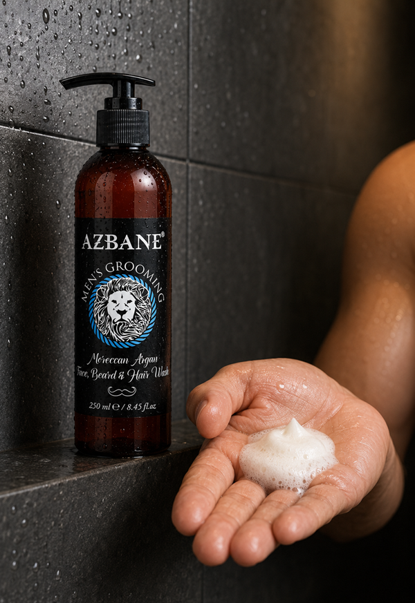 Shampoing 3 en 1 Azbane Format XL 250ml, visage barbe cheveux