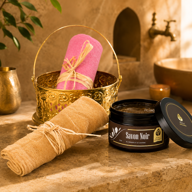 Gant exfoliant naturel Naturel Argania, rituel hammam marocain