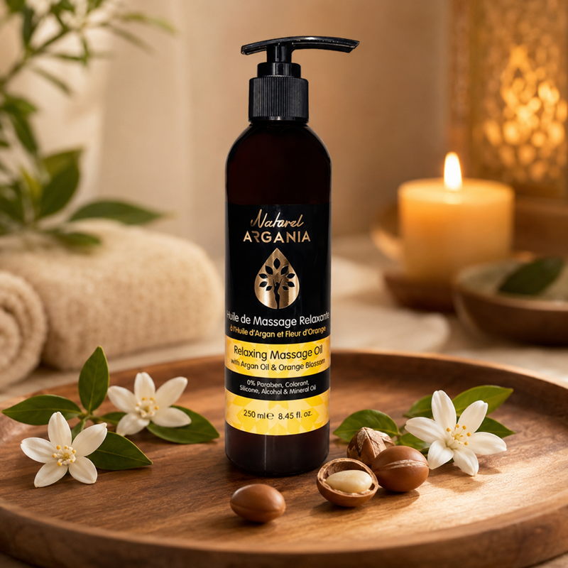 Huile de massage relaxante argan fleur d'oranger 250ml, Naturel Argania Canada