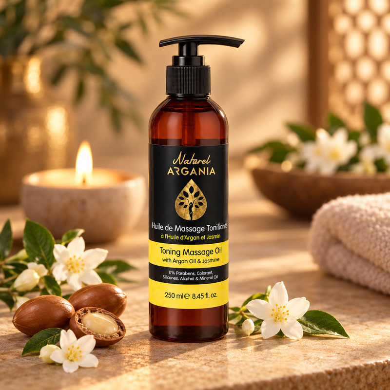 Toning Argan & Jasmine Massage Oil 250ml, Naturel Argania Canada