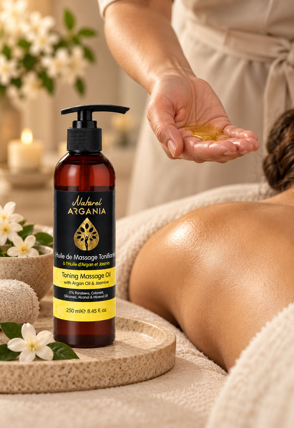 Toning Argan & Jasmine Massage Oil 250ml, Naturel Argania Canada