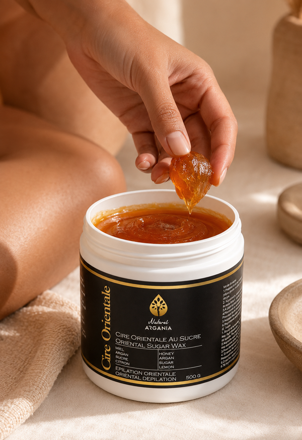 Cire Orientale au Sucre Naturel Argania, miel argan citron, 500g