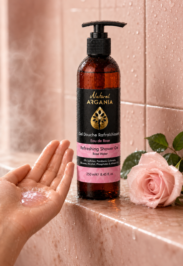 Gel Douche Rafraîchissant à l'Eau de Rose Naturel Argania 250ml
