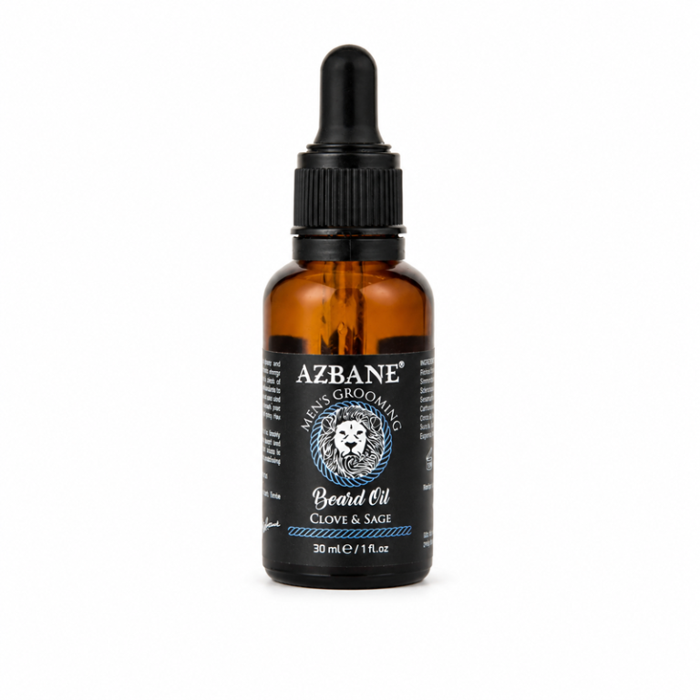 Huile à barbe Girofle et Sauge Azbane 30ml, fabriquée au Maroc