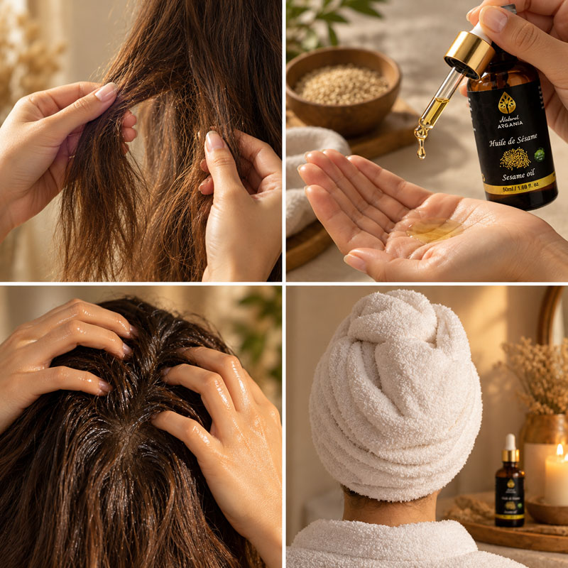 Huile de Sésame pour les Cheveux : Bienfaits, Avant/Après et Comment l'Utiliser